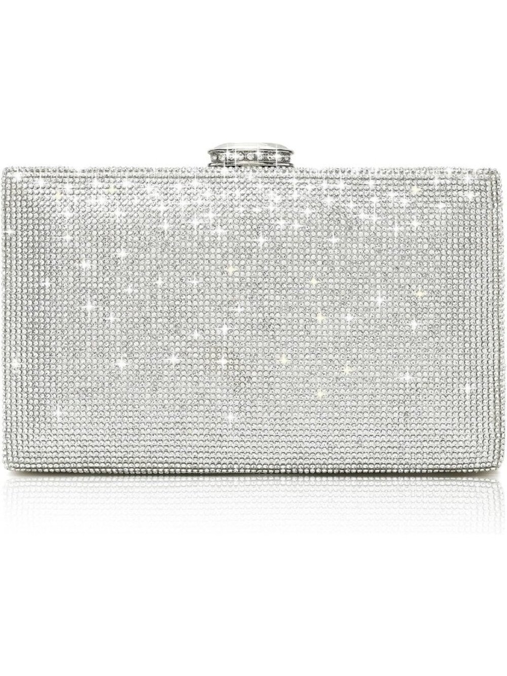 〽️Women Silver Elegant Crystal Evening Wedding Party Clutch Purse Crossbody Bag